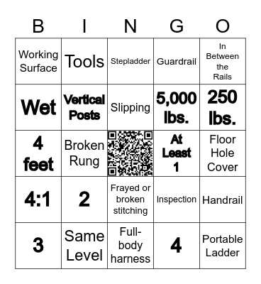 Safety BINGO - Falls Bingo Card