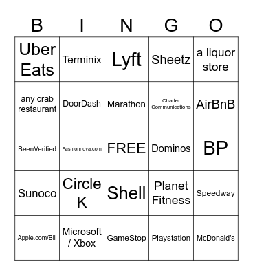 Specialty Queue Bingo Card
