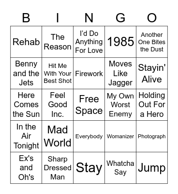 Music Bingo Card