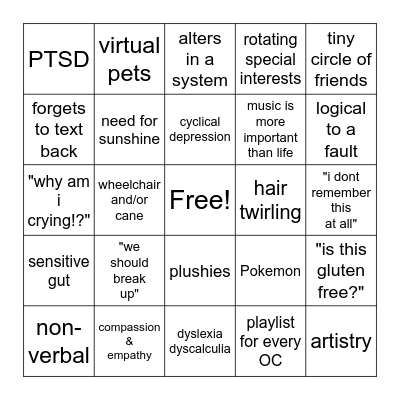 Shiny System Bingo Card