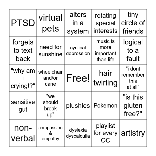 Shiny System Bingo Card