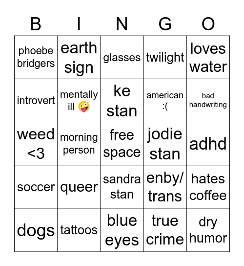 alex (gaybigswiss) Bingo Card