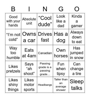 Are You Gordie Bingo Card