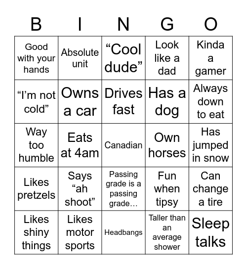 Are You Gordie Bingo Card