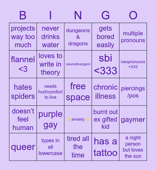 ghost/vee bingo Card