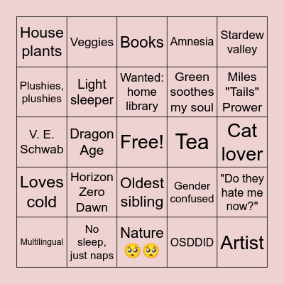 Bubbles' Bingo Card