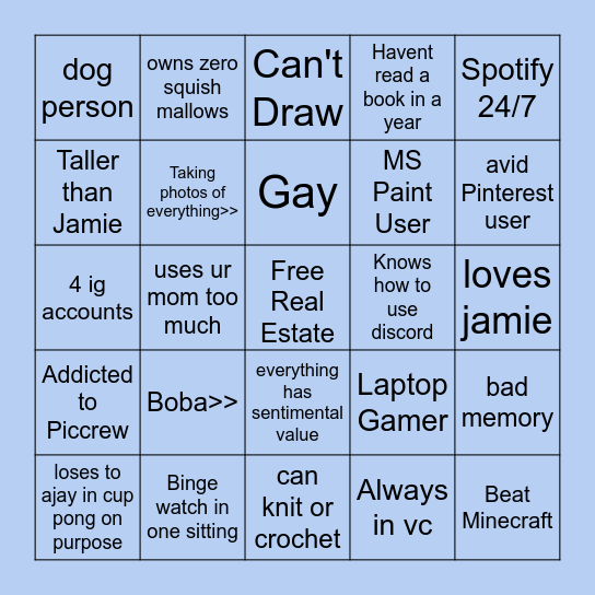 Bop Bop Bingo Card