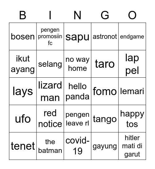 yoonseo Bingo Card