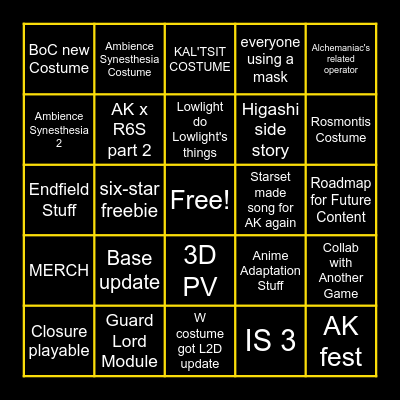 Fleushurima's Bingo Card