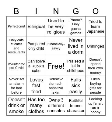 The Quinny Bingo Card