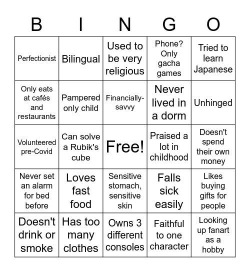 The Quinny Bingo Card
