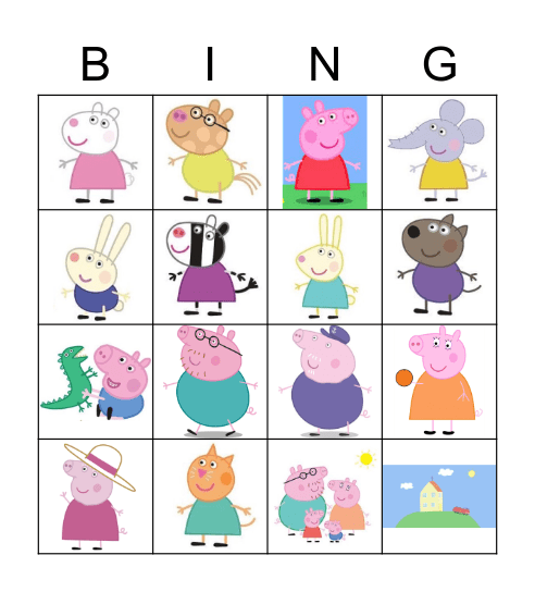 Peppa Pig Bingo Card