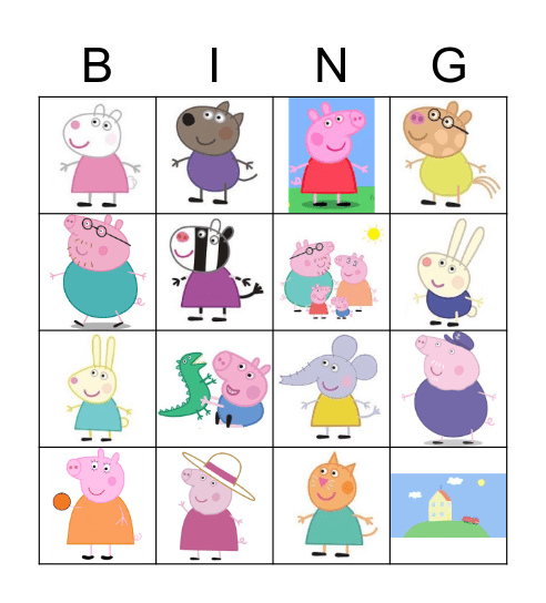 Peppa Pig Bingo Card