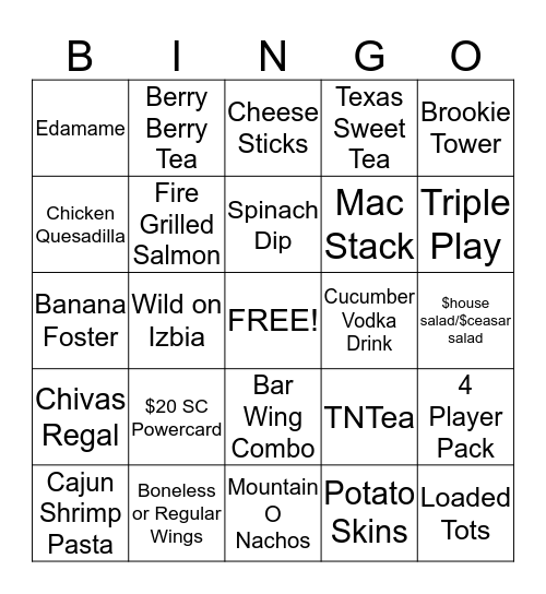 D&B Bingo Card