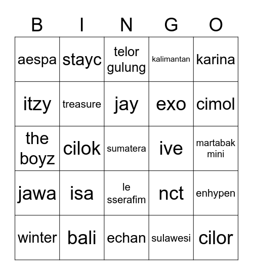 PUNYA GISELLEEEE Bingo Card