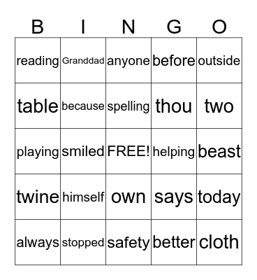 Story Tree Bingo Card