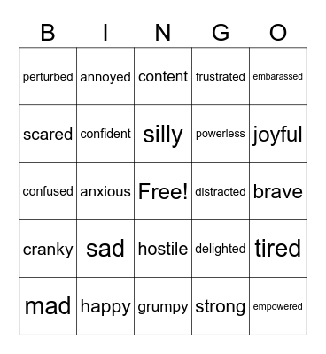 FEELINGS BINGO Card