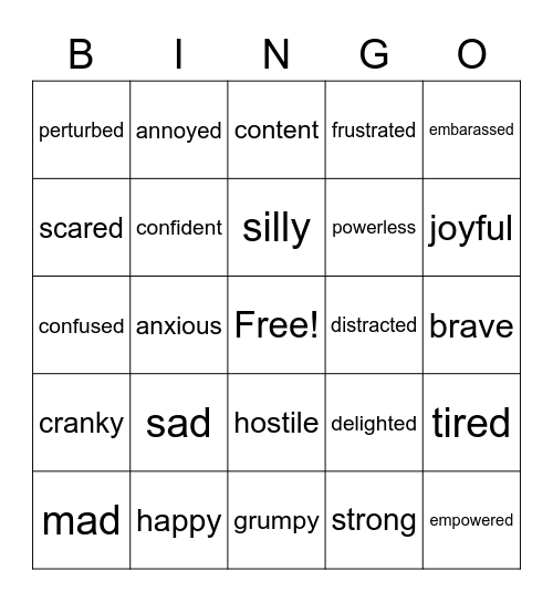 FEELINGS BINGO Card