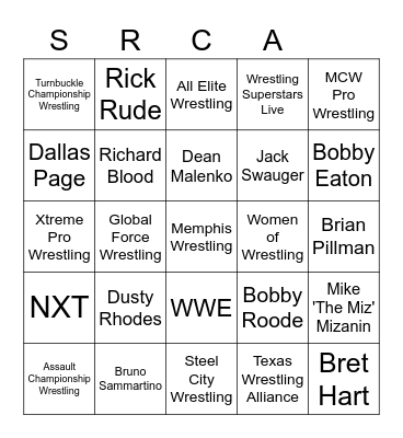 WRESTLEMANIA Bingo Card