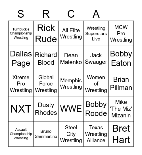 WRESTLEMANIA Bingo Card