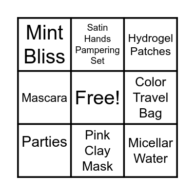 Mary Kay Bingo Card