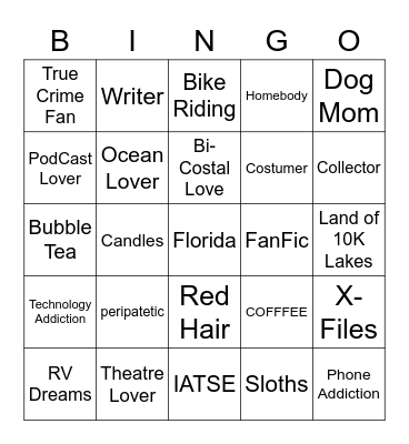 Kristin Bingo Card