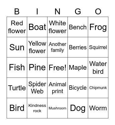 Spring nature walk bingo Card