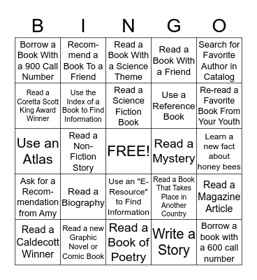 Library Bingo Card