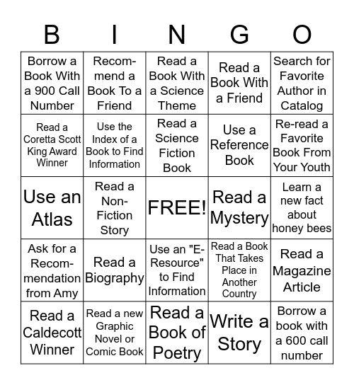 Library Bingo Card