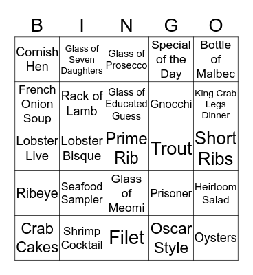 Timberline Bingo Card