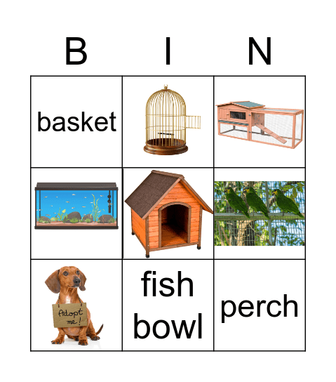 Animal Homes Bingo Card