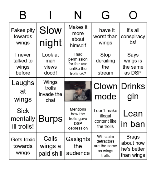 DSP's Illegal reaction to wings Bingo Card