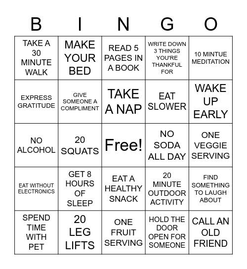 LAKELAND WELLNESS CHALLENGE BINGO Card