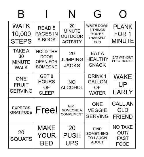 LAKELAND WELLNESS CHALLENGE BINGO Card