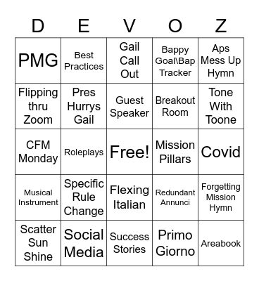Devozonale Bingo Card