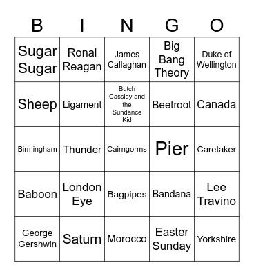 Shell's General Knowledge BINGO Card