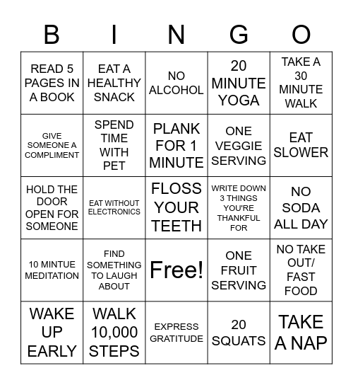 LAKELAND WELLNESS CHALLENGE BINGO Card