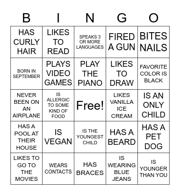 HUMAN BINGO Card