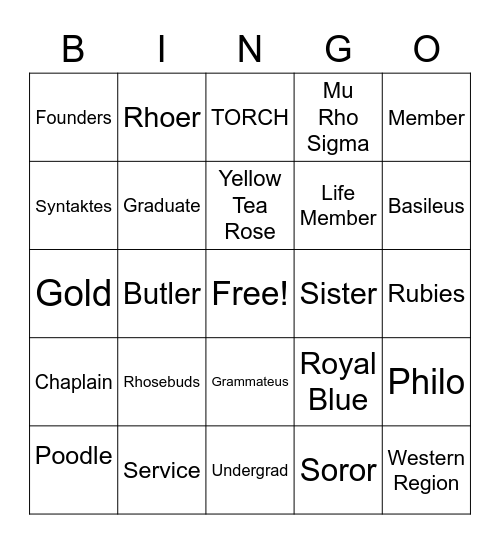 SIGMA Bingo Card