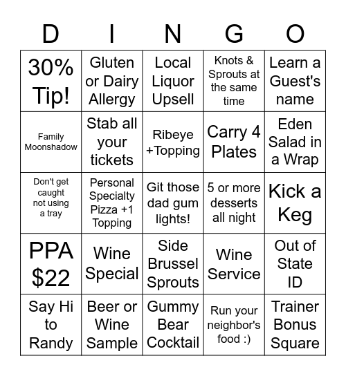 PPie SLAP Bingo Card
