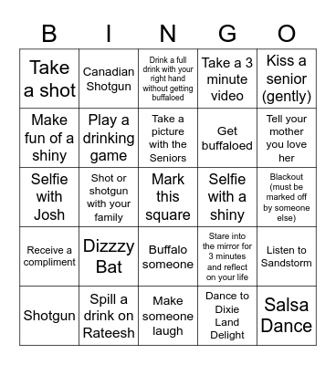 HT SENIOR NIGHT BINGO JOSH H Bingo Card