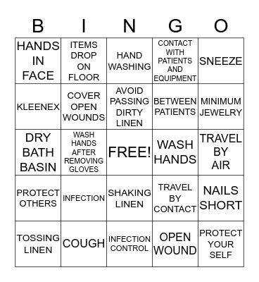 INFECTION CONTROL Bingo Card