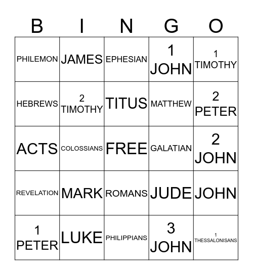 Books of the Bible  Bingo Card