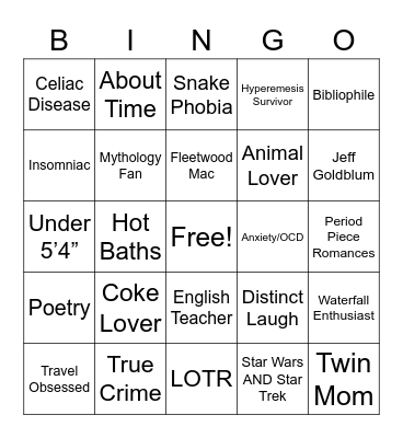 Celia Bingo Card