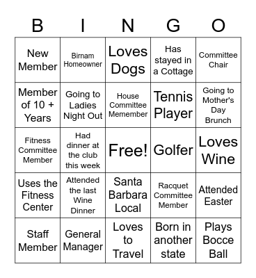 Find Someone Who Bingo Card