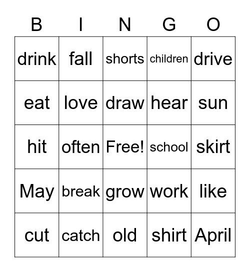 Bingo 4/24 Bingo Card