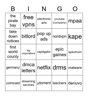 internet pirate hate bingo Card