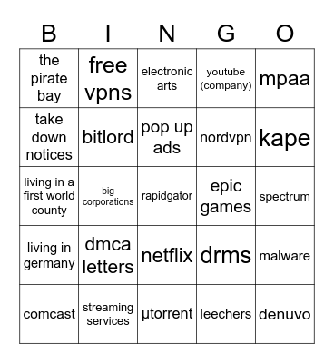 internet pirate hate bingo Card