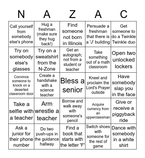 Nazareth Bingo Card