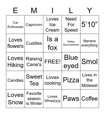 What do we have in common? Bingo Card